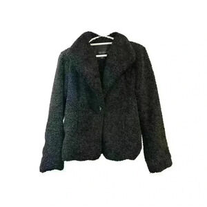 Sanctuary Women’s Teddy Shawl Collar‎ Size Medium Black One Button Closure